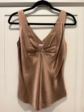 Silk Satin Charmeuse V-Neck Camisole in Taupe/Bronze by Walter  SZ 6